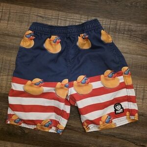 Neff Kids' Navy and Red Striped Duck Shorts